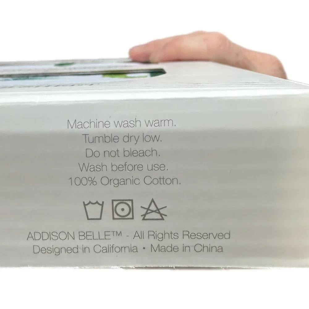 Addison Belle‎ Organic Cotton Percale Fitted Crib Sheet Cactus Print White Green